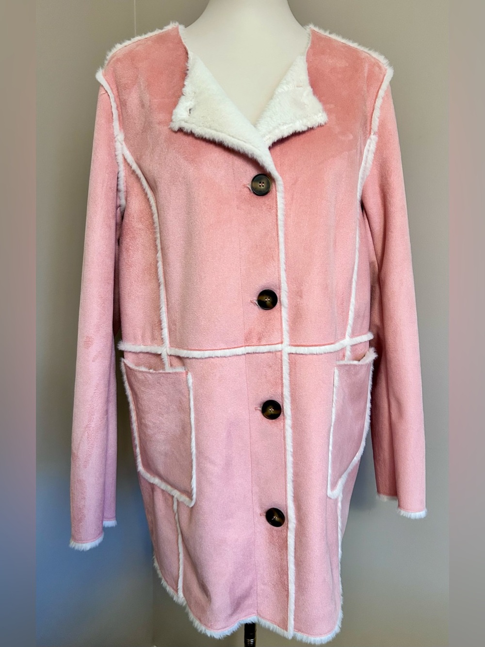 Regal Faux Furs Shearling Coat in Blush - Like New